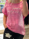 Sequined Bronzing Crew Neck Top