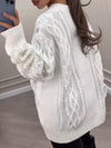 Women's V-neck Beaded Button Sweater