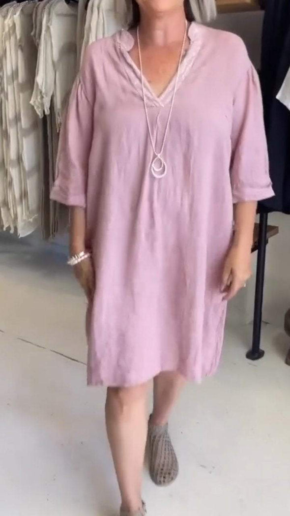 Casual V-neck Mid-sleeve Dress