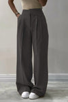 Women's Fashion Solid Color Irregular Waist Wide Leg Pants