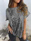 Women's Round Neck Short Sleeve Leopard Print Top