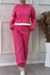 Women's Casual Round Neck Contrast Patchwork Sweatpants Suit