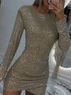 Women's Round Neck Sequin Bodycon Sexy Mini Dress