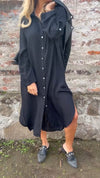 Solid Color Long Lapel Shirt Dress