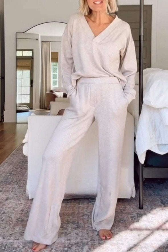 Women's V-neck Long-sleeved Casual Suit