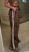 Women's Leopard Stripe Print Casual Trousers