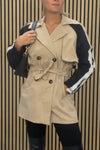 Women's Fashion Two Tone Belted V Neck Jacket