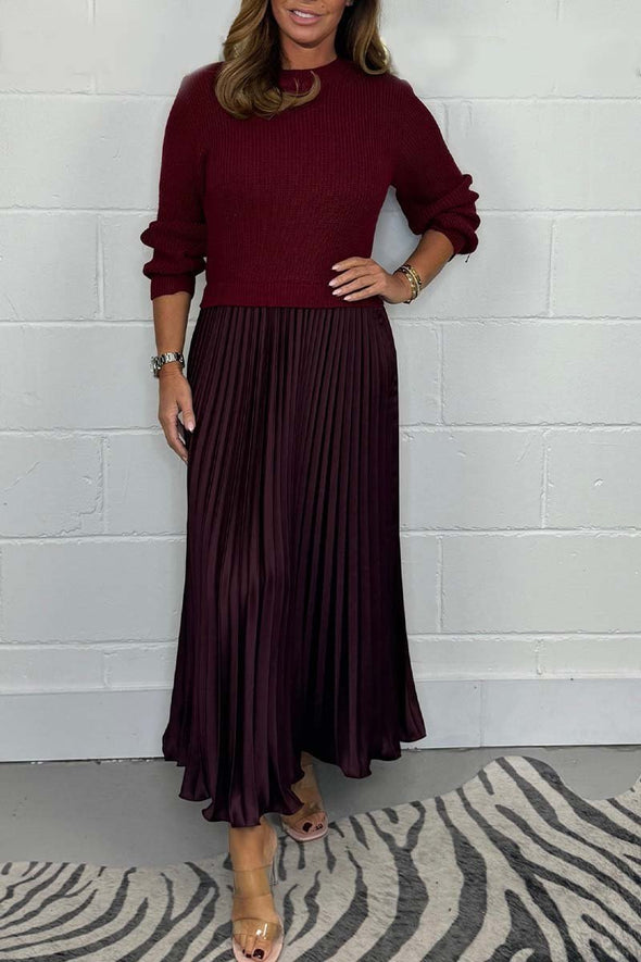 Women's solid color Jumper & Pleated Bottom Dress Fashion Trends