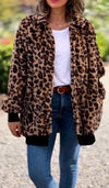 Women's Lapel Zipper Leopard Print Jacket