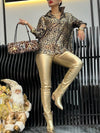 Women's Lapel Leopard Print Casual Shirt