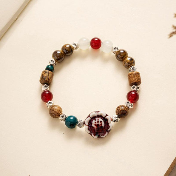 Glaze beads ceramic jewelry ethnic style bracelet