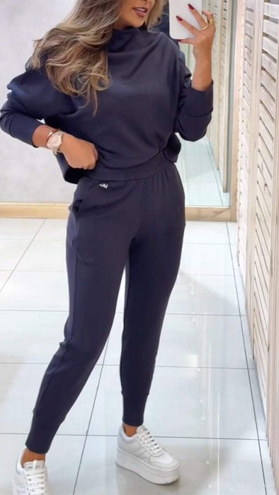 Women's High Collar Long Sleeve Casual Sports Suit