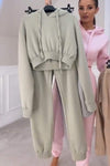 Women's Casual Hooded Solid Color Sweatshirt Two Piece Set