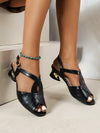 One-line buckle fish mouth Roman sandals