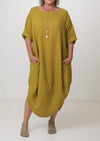 Casual Round Neck Solid Color Loose Dress