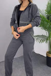 Casual Solid Color Diamond Cardigan and Pants Two-piece Set