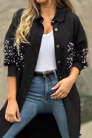 Women's Casual Sequin Patchwork Shirt