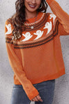 Women's Halloween Ghost Retro Polka Dot Long Sleeve Knitted Sweater