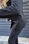 Women's Elegant Shiny Fabric Lapel Blazer And Leggings Commuting Suit