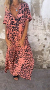 Leopard Print V-neck Dress