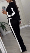 Women's Round Neck Color Matching Hot Diamond Casual Suit