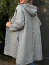 Women's Solid Color Woolen Fabric Hooded Cape Jacket