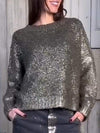 Women's Round Neck Long Sleeve Silver Hot Casual Sweater