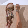 Bohemian Casual Ethnic Beaded Round Toe Flat Beach Sandals