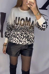 Women's Round Neck Leopard Printed Gold-stamped Sweater