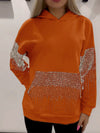 Women's Hooded Long-sleeved Rhinestone Sweatshirt