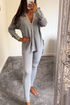 Women's V-neck Single-breasted Knitted Two-piece Suit