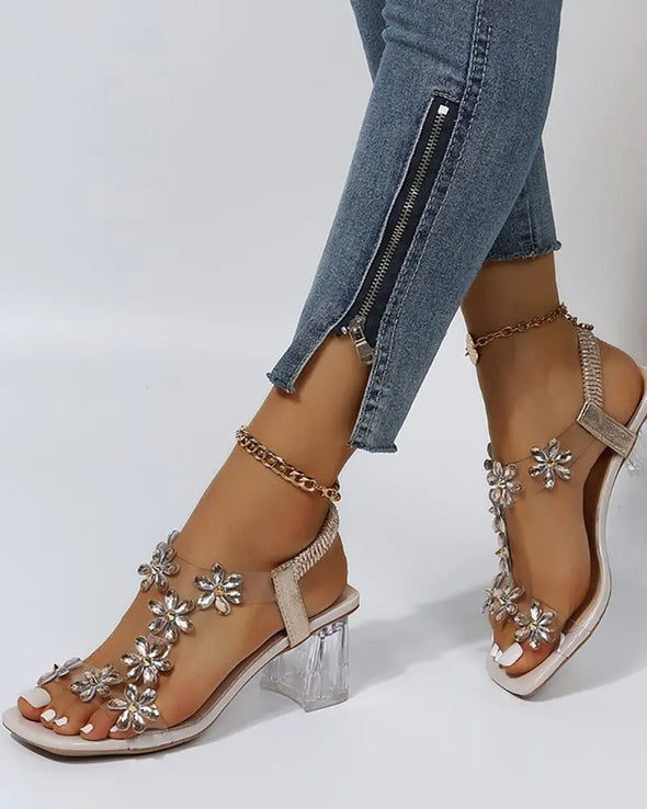 women's summer strappy sandals rhinestone high heels