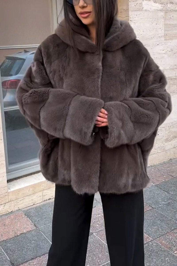 Women's Casual Hooded Loose Fur Coat