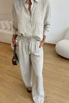 Women's Casual Perm Shirt And Trousers Suit