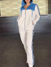 Women's Contrast Color Hoodies and Trousers Two-piece Set