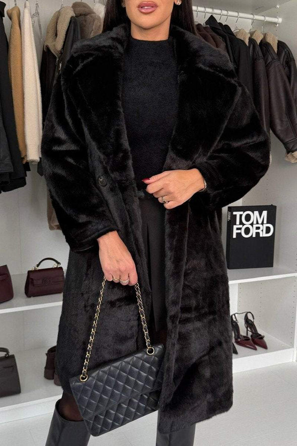 Women's Fur Lapel Casual Long Warm Coat