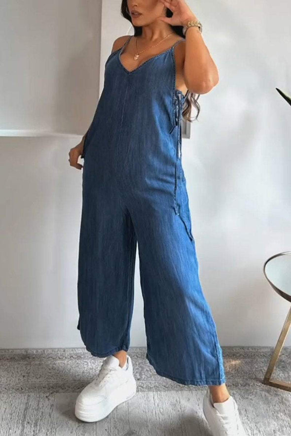 Women's Casual V-neck Suspender Jumpsuit