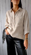 Cotton and Linen Solid Color Shirt