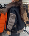 Women's Fur Patchwork Contrast Color Casual Coat