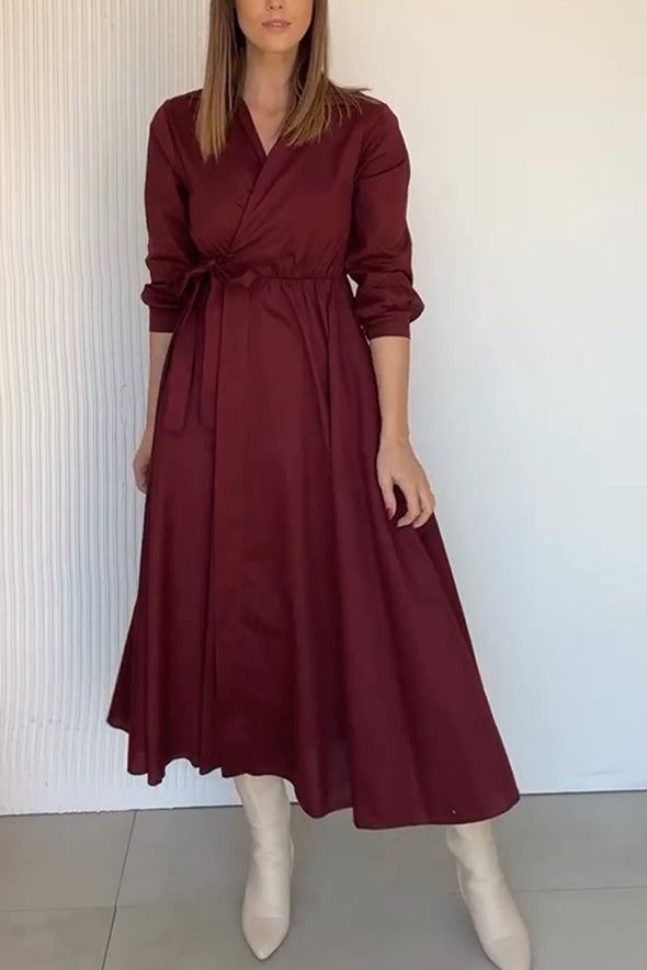 Women's Elegant Cross Strap Shirt Dress