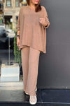 Women's V-neck Simple Long-sleeved Two-piece Suit