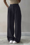 Women's Fashion Solid Color Irregular Waist Wide Leg Pants