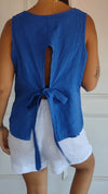 Cotton and Linen Vest with Back Strap Design