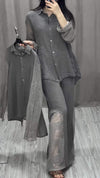 Women's Lapel Long-sleeved Lace Patchwork Suit