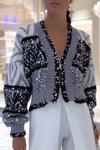 Women's Fashion Sequin Zipper Cardigan Sweater