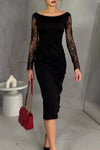 Women's Elegant Lace Patchwork Backless Dress