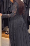 Women's Elegant Sheer Lace Long Sleeve Dress