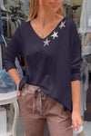 Women's Casual V-neck Star Print Top