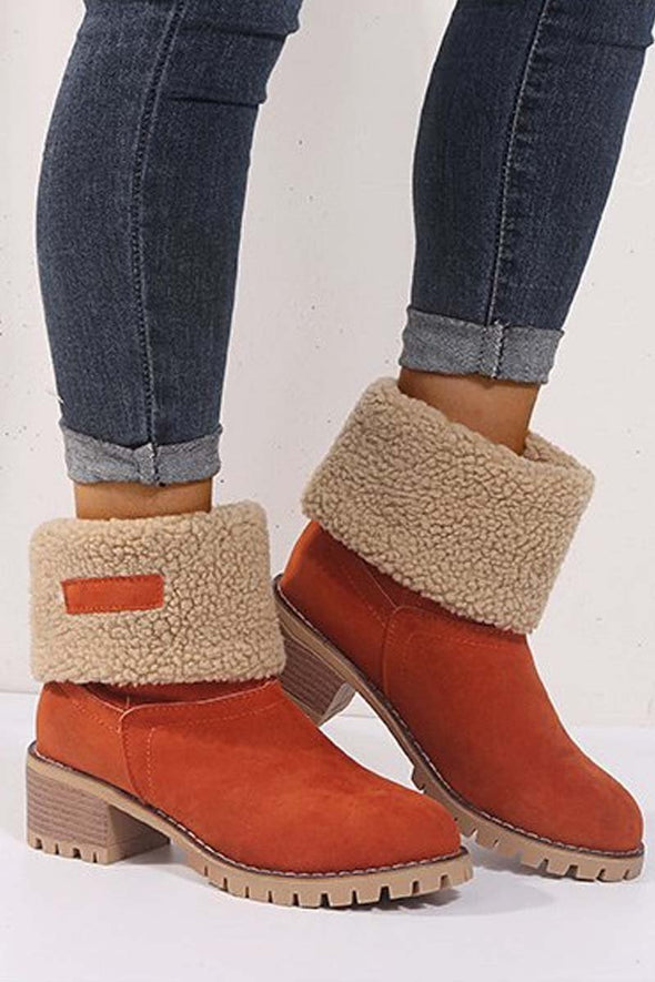 Women's thick heel high heel snow boots women's two-wear plus velvet warm mid-calf boots