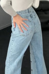 Women's Cool Center Front Button Slit Jeans